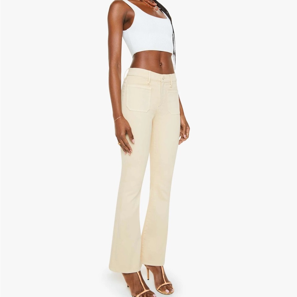 MOTHER Cream High-Rise Flare Jeans